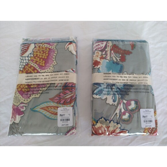 NEW Vtg Pier 1 Imports Tropical Floral KING Pillow Shams Pair deadstock retired - Picture 2 of 7